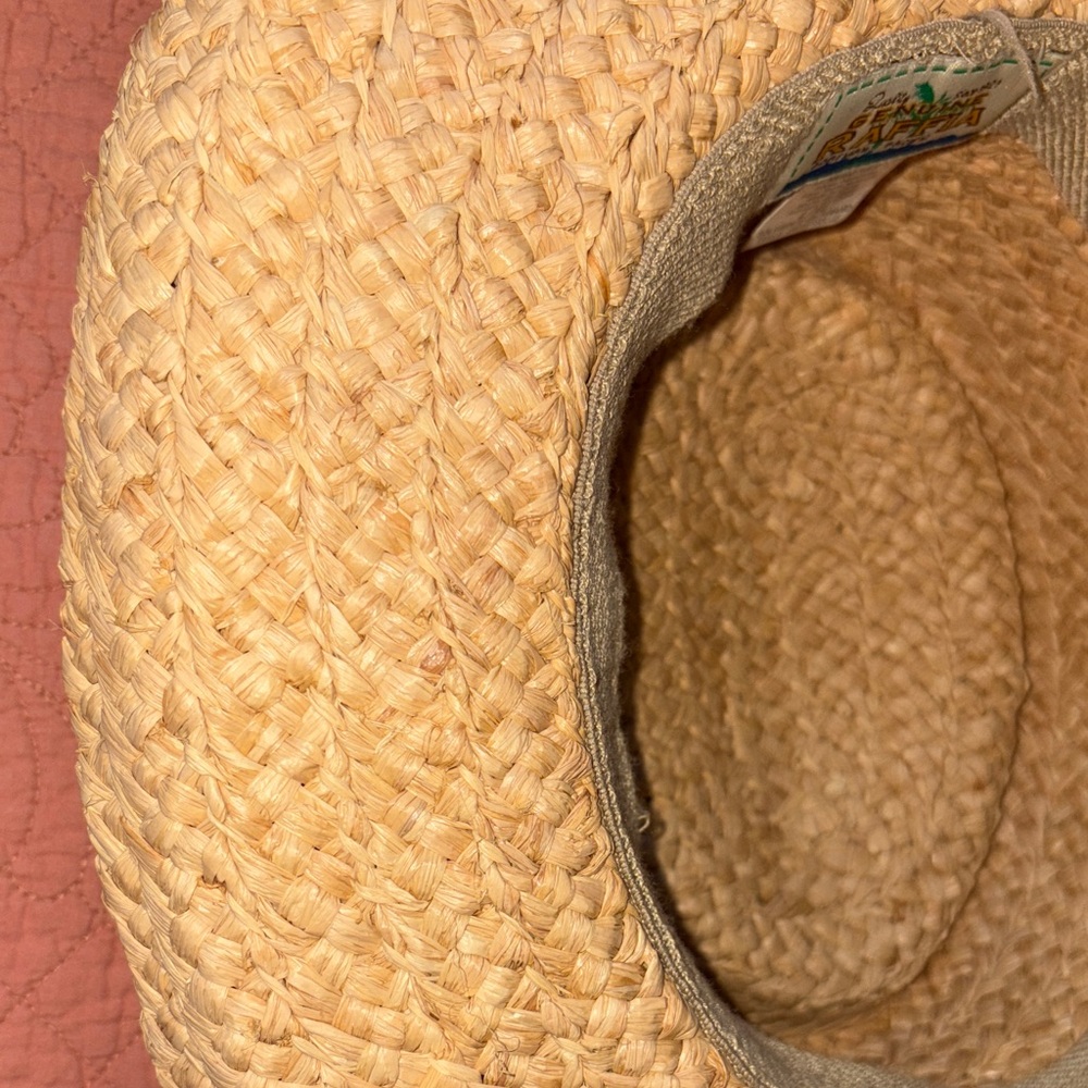 Stylish Dorfman Genuine Raffia Pacific Tan Straw Golf Hat with Green Band - Picture 10 of 12